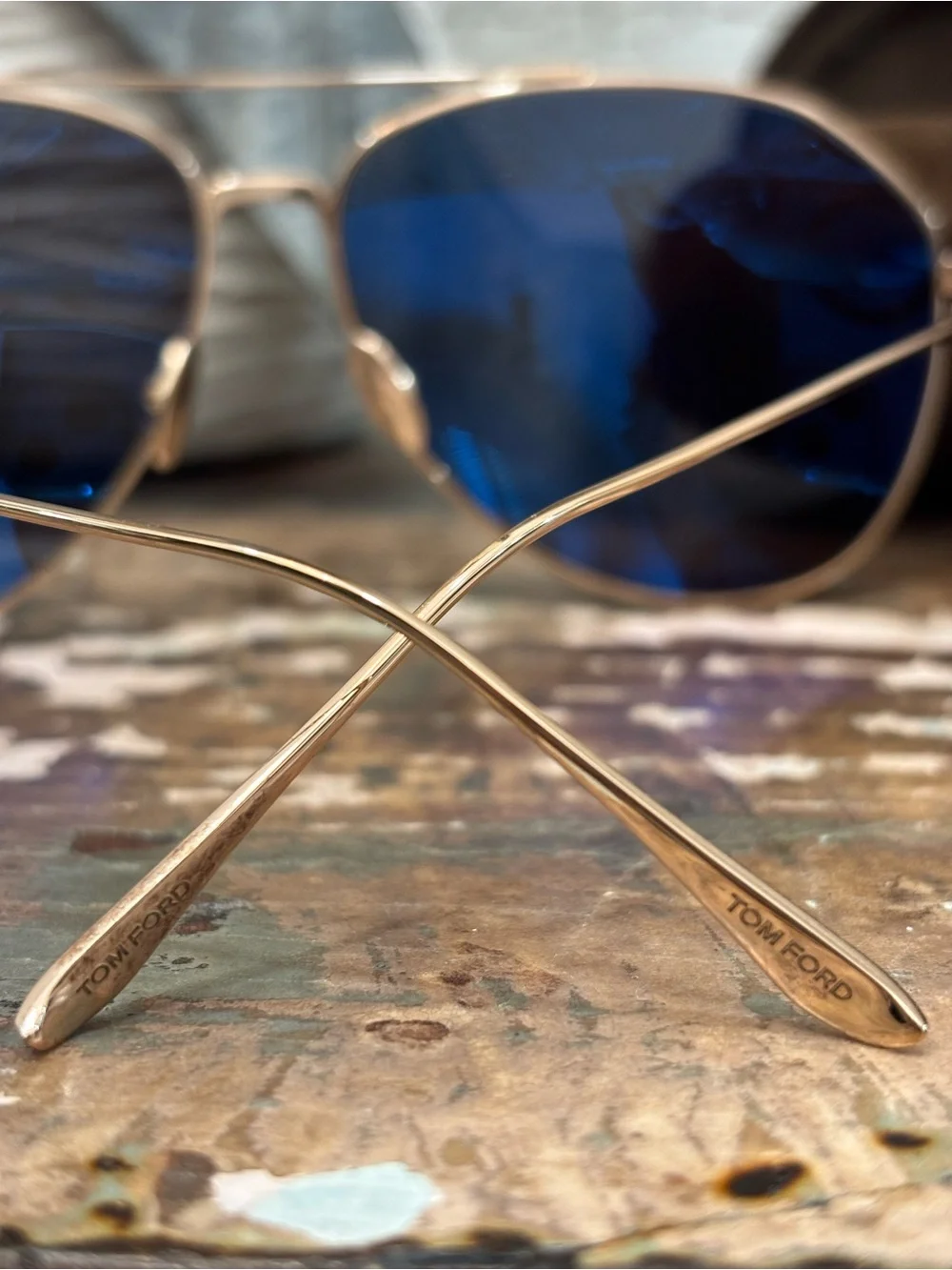 Tom Ford Cyrus Rose Gold Aviator Sunglasses with Brown Case - Dust Wipe Included